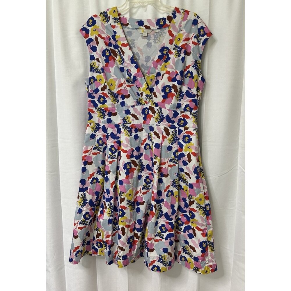 Boden Womens Cotton Floral Dress Pleated Sleeveless Pockets 12L